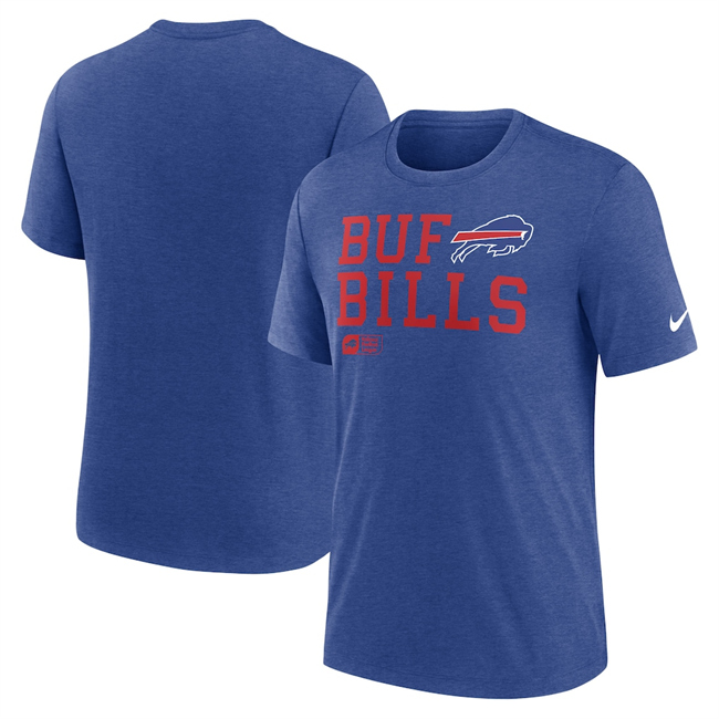 Men's Blue Buffalo Bills Overlap Lockup Tri-Blend T-Shirt